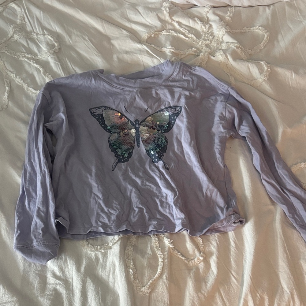 GAP Kids Lavender Butterfly Long Sleeve Tee